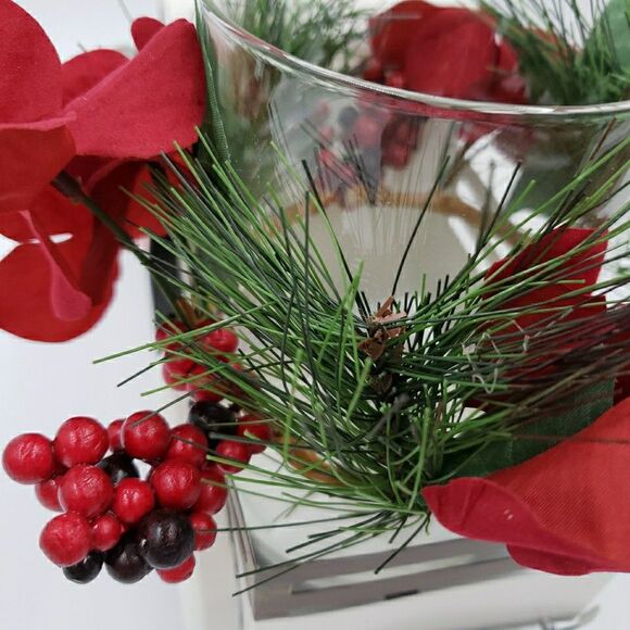 White Metal Christmas Truck Farmhouse Rustic Hurricane Candle Holder Table Decor - Picture 12 of 16